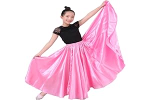 VNOEVW Girls Satin Full Long Skirt for Circle Belly Dance