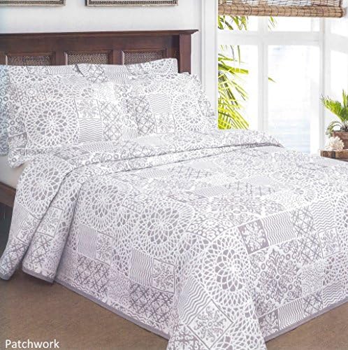 Richard Inglis Elainer Home Living Lace Patchwork Quilted Bedspread, Grey, Single