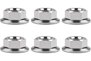 Wanyifa Titanium DIN6923 M5 M6 M8 M10 M12 M14 M16 Hex Flange Nuts Pack of 6 (M5 Pitch 0.8mm, Normal Titanium)