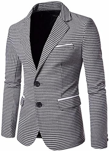Blazer for Men Plaid One Button Suit Long Sleeve Turn Down Collar Casual Simple Sport Jacket Tops