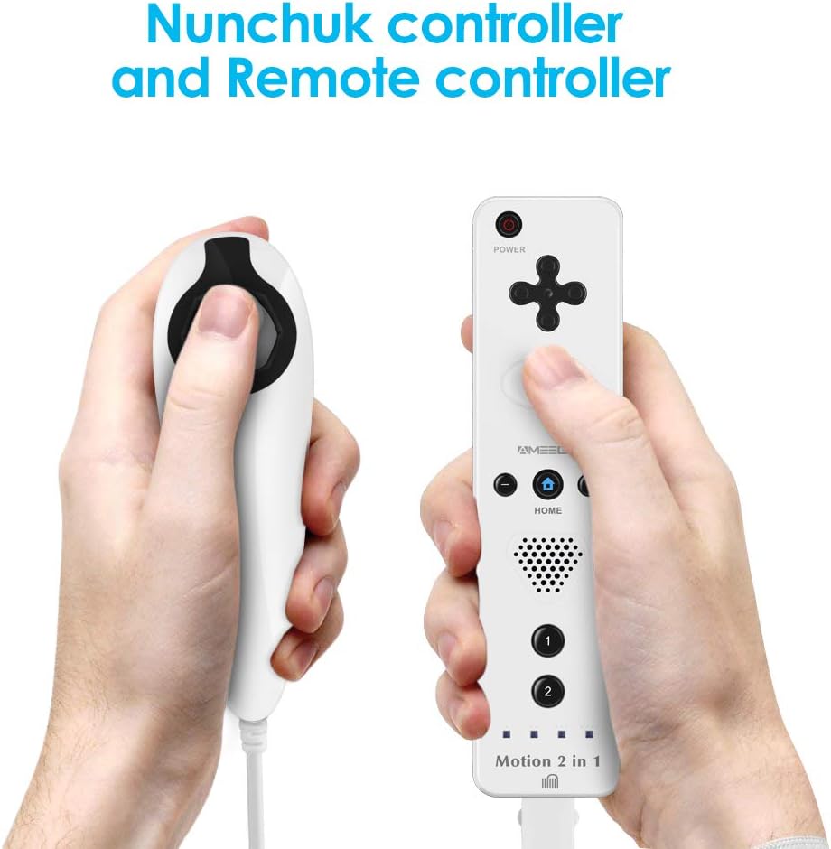 GN-010RNB Unique design Built-in Motion Plus Wireless Remote and Nunchuck Controller with Silicone Case & Wrist Strap for Nintendo Wii and Wii U (Design-B White) - Image 4