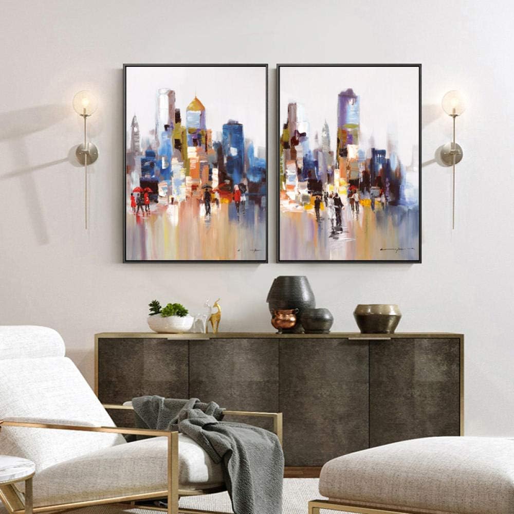 Modern Landscape Posters and Prints on Canvas,Wall Art Painting Abstract Cityscape Pictures for Living Room Decor No Frame 50x70cmx2