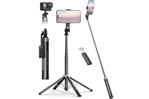 Kimwood 70" Upgraded Selfie Stick Tripod with Remote, Durable Quadripod, Monopod, Four-legged Phone Tripod Stand Fits 4-7" Ce