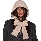 Halemet Knitted Balaclava Hat with Scarf Chic Bowknot Scarf Crochet Poncho Cashmere Scarves Trendy Accessories Fall Winter