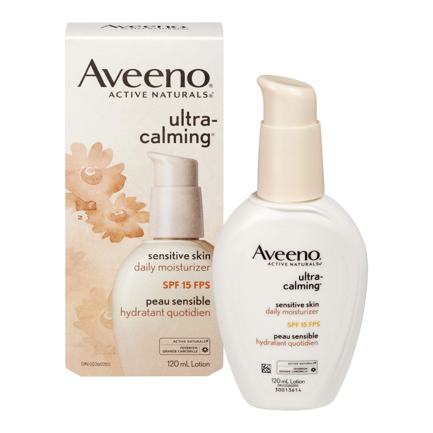 Aveeno Ultra-Calming Fragrance-Free Daily Facial Moisturizer for Sensitive, Dry Skin with SPF 15 Sunscreen, Calming Feverfew & Nourishing Oat, 4 fl. oz: Beauty