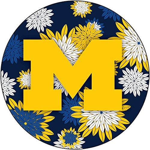 R and R Imports, Inc Michigan Wolverines NCAA Collegiate Trendy Floral Flower Fashion Pattern 4 Inch Round Decal Sticker Officially Licensed Collegiate Product