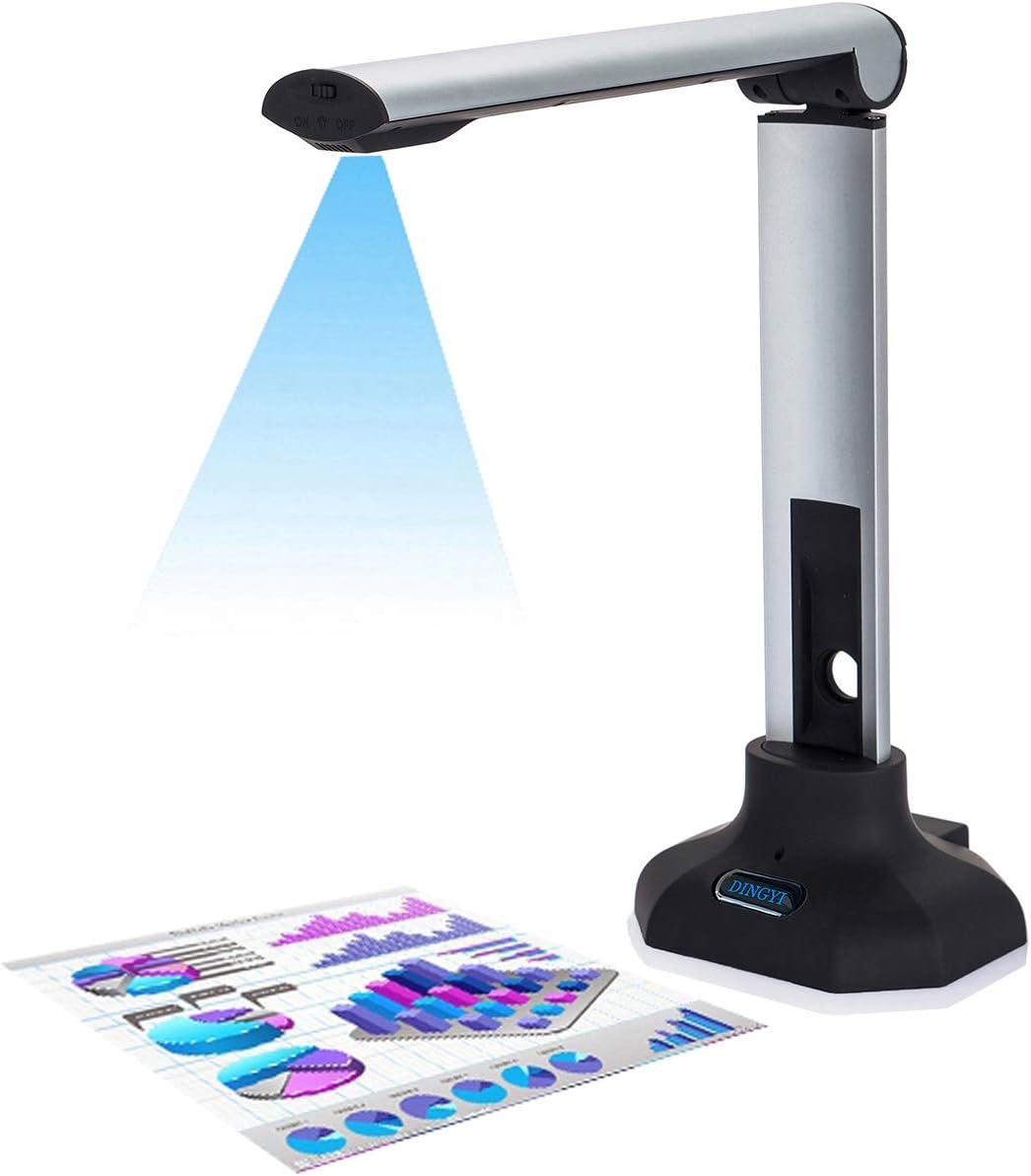 DINGYI Portable 8MP USB Document Camera Scanner with Auto-Focus and LED Supplemental Light. Excellent for Teacher Web Classroom Library and Office Conferencing : Electronics