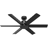 Hunter Fan 52 inch Casual Matte Black Indoor/Outdoor Ceiling Fan with 6 Blades for Bedroom, Living Room, Office, Basement, Ki