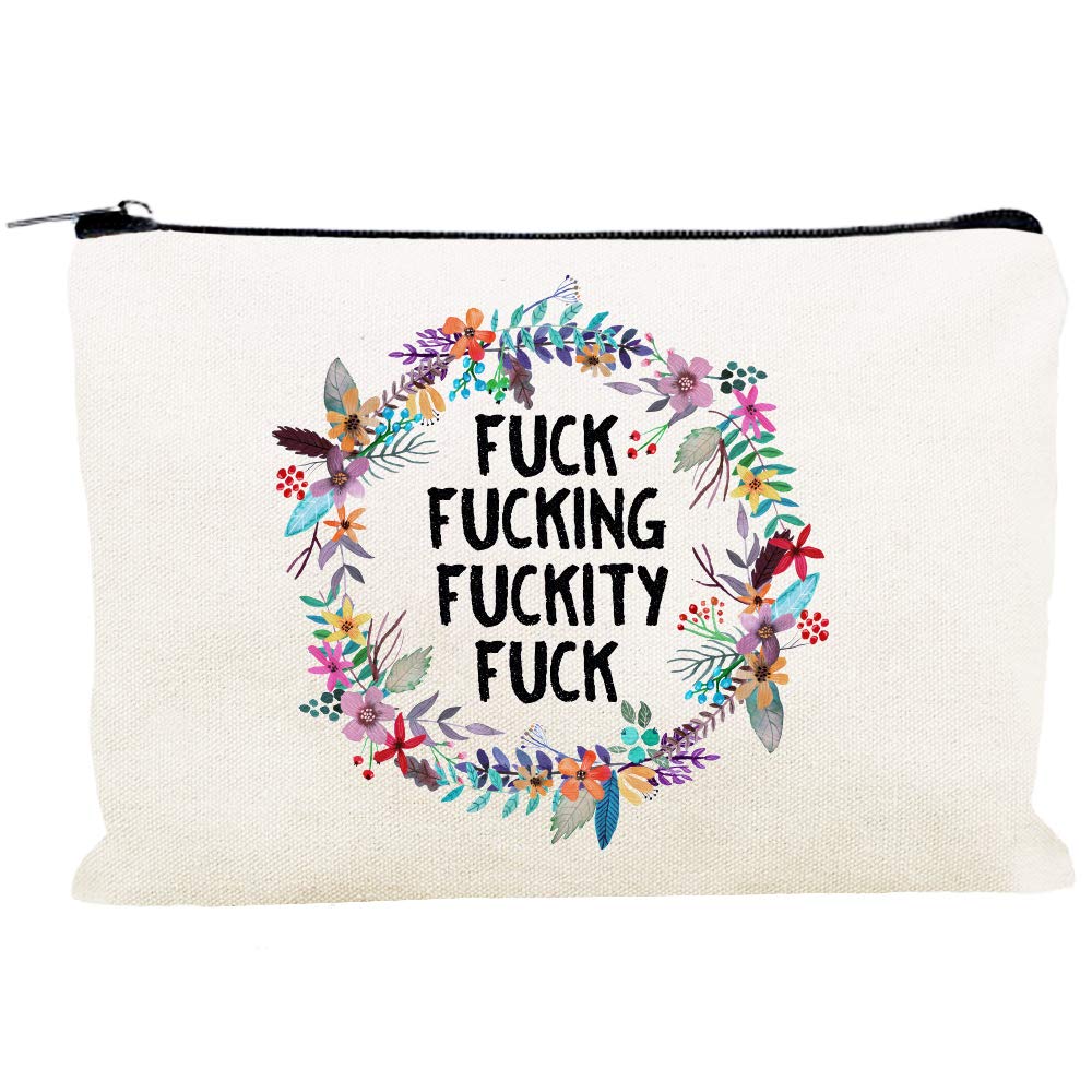 Kimoli Funny Canvas Makeup Bag | Cosmetic Bag | Cute Pouch Purse | Toiletry Bags with Sayings (Style-C)