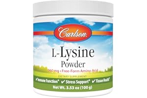 Carlson - L-Lysine Powder, Free-Form Amino Acid, 960 mg, Supports Healthy Tissue & Muscle Development, 3.53 oz (100 g)