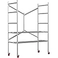 Scaffolding Work Platform, Rolling Scaffolding with Wheels, Scaffold for Building Construction, Interior Painting, Home Improvement（71.0" Height, 500LBS Capacity, Silver)