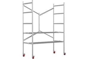 THOOUM Scaffolding Work Platform, Rolling Scaffolding with Wheels, Scaffold for Building Construction, Interior Painting, Home Improvement（71.0" Height, 500LBS Capacity, Silver)