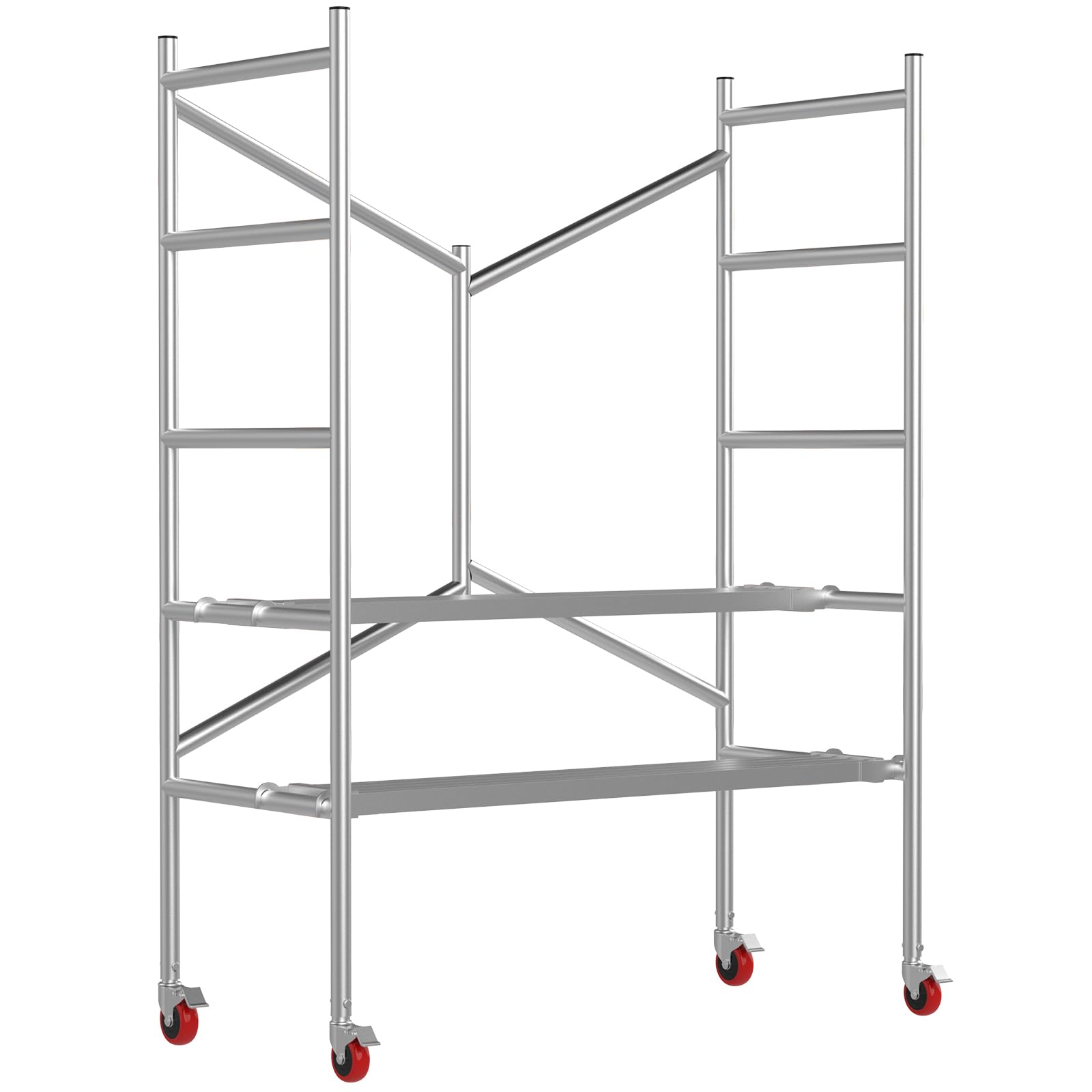 Photo 1 of Scaffolding Work Platform, Rolling Scaffolding with Wheels, Scaffold for Building Construction, Interior Painting, Home Improvement?71.0" Height, 500LBS Capacity, Silver)