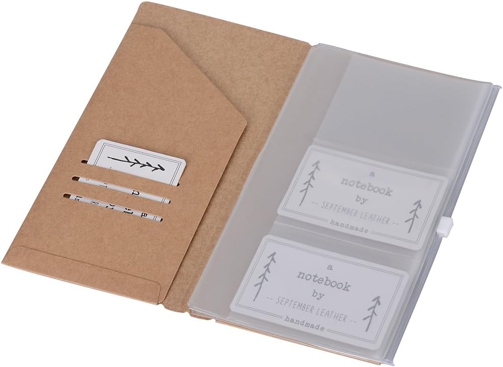 Kraft File Folder + Zipper Pouch & Card Sleeve Travel Accessories Pack - Refills for Standard Size Travelers Notebook
