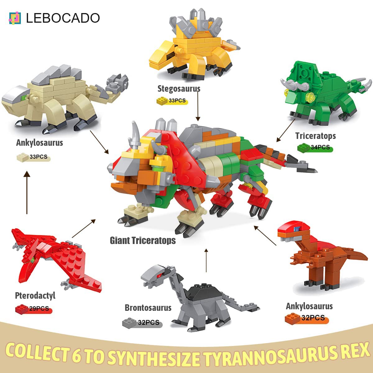 Mini Building Block Sets,12 Pack Dinosaur Toys Building Blocks, 6 in 1 STEM Toys Eggs Building Sets, Party Favors for Kids Goodie Bags Prizes Birthday