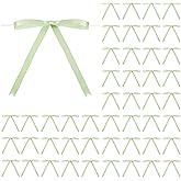 Riceshoot Sage Green 50 Pcs Stain Ribbon Bows 5x7 Inch Twist Tie Bows for Gift Wrapping Cake Treat Bags Craft DIY Gift Wedding Baby Shower Birthday Party Decorations