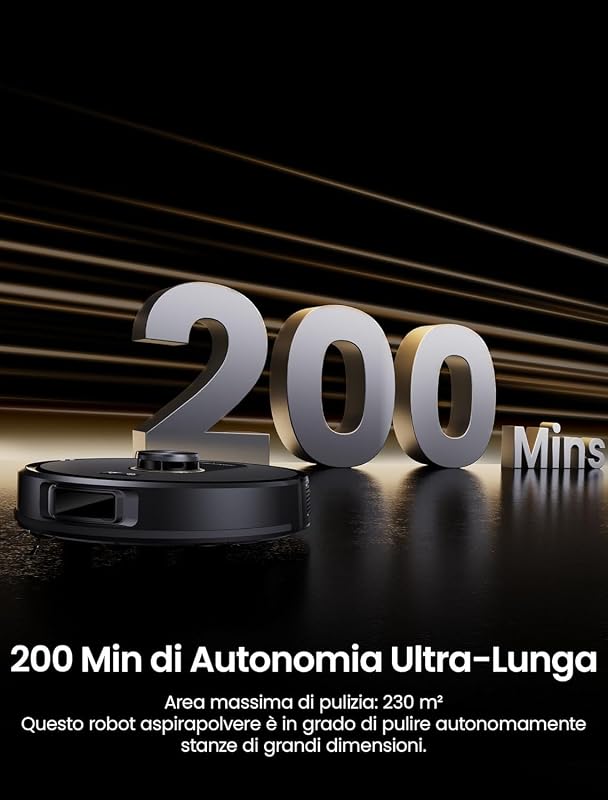 Q20 Plus Robot Aspirapolvere Lavapavimenti con Mappatura 10000Pa, 200 Minuti Autonomia, Senza Sacco,Aspirapolvere Robot Lavapavimenti Mappatura con Stazione per Tappeti/Pavimenti