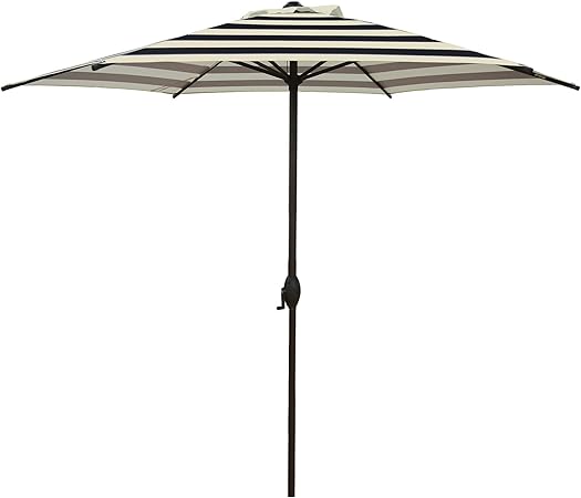 Amazon Com Abba Patio 9ft Striped Patio Umbrella Outdoor Umbrella Patio Market Table Umbrella With Push Button Tilt And Crank For Garden Lawn Deck Backyard Pool Black And Cream Stripe