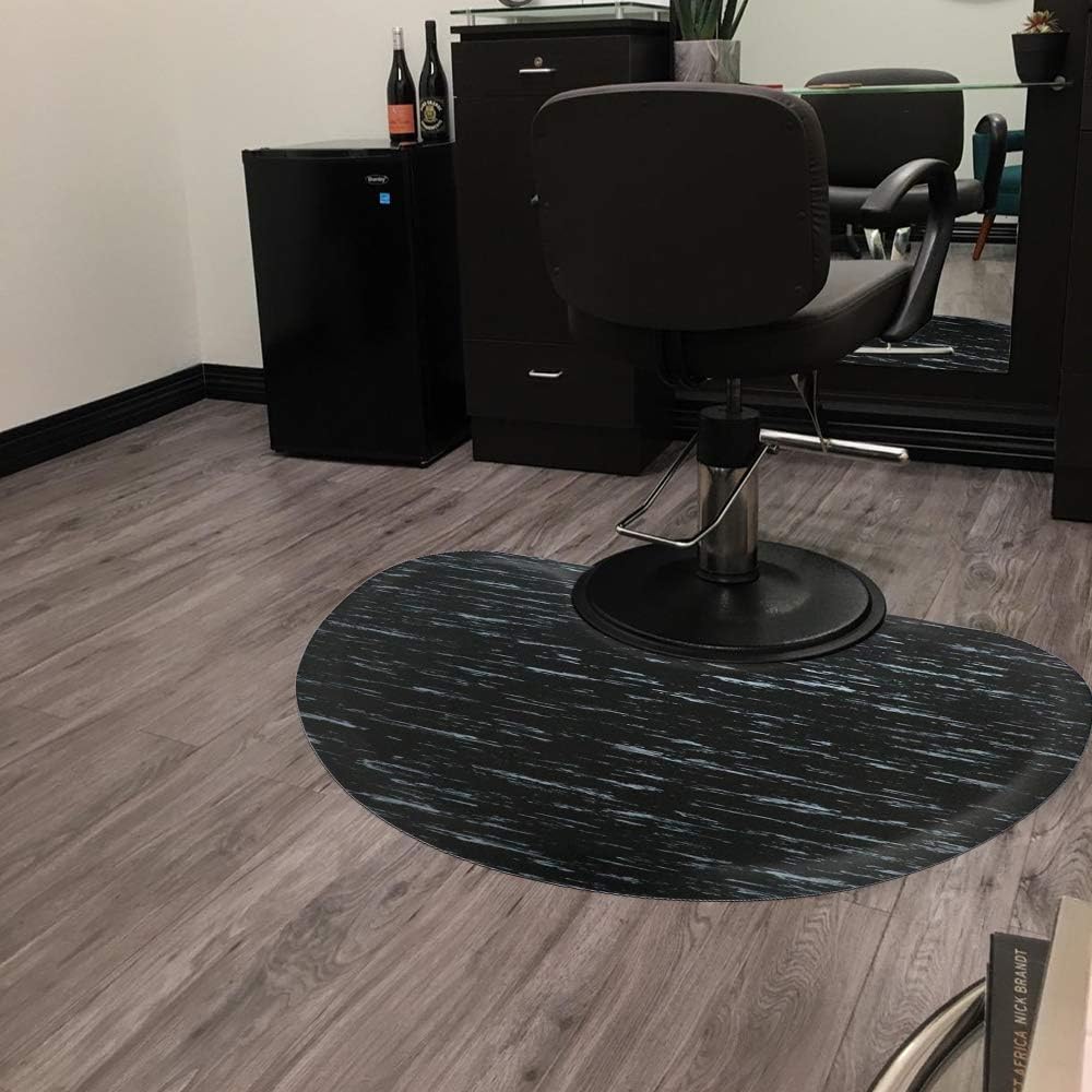 Ergohead Semi Circle Salon Mat 3′x 4′Barber Shop Chair Mat Anti-Fatigue Floor Mat for Hair Stylist, 1/2" Thick Warterproof Standing Comfort Floor Mat Beauty Mats Under Styling Chair, Marble Color: Furniture & Decor
