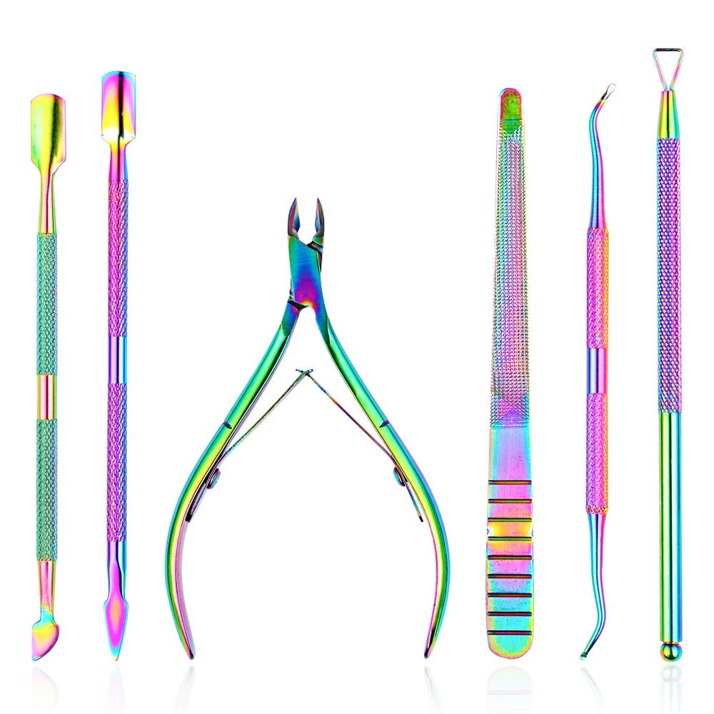 Cuticle Nippers Pusher Manicure Tools Set Jugaad Life 6Pcs Professional Stainless Steel Nail Clipper Pedicure Tweezer Knife Files Nail Care Tools Grooming Kit: Beauty