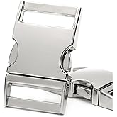 Enosea 2 Pcs Metal Side Release Buckle Adjustable Clip Lock for Paracord Bracelet Straps Webbing Dog Collar Backpack, Silver