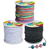 Ewparts Elastic Bracelet String 165 Yards 3 Rolls of 1mm Elastic String for Jewelry Cord Rainbow Stretchy String for Bracelet