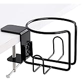 LEKUSHA Large Desk Cup Holder, Clip On Table Cup Holder, Anti-Spill Drink Holder for Lawn Chair, Horizontal or Vertical Mount