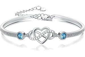 AOBOCO 925 Sterling Silver Adjustable Infinity Heart Bangle Bracelet for Sister Best Friend Daughter Mom Grandma Granddaughter Daughter in Law Godmother Goddaughter Stepmom Stepdaughter