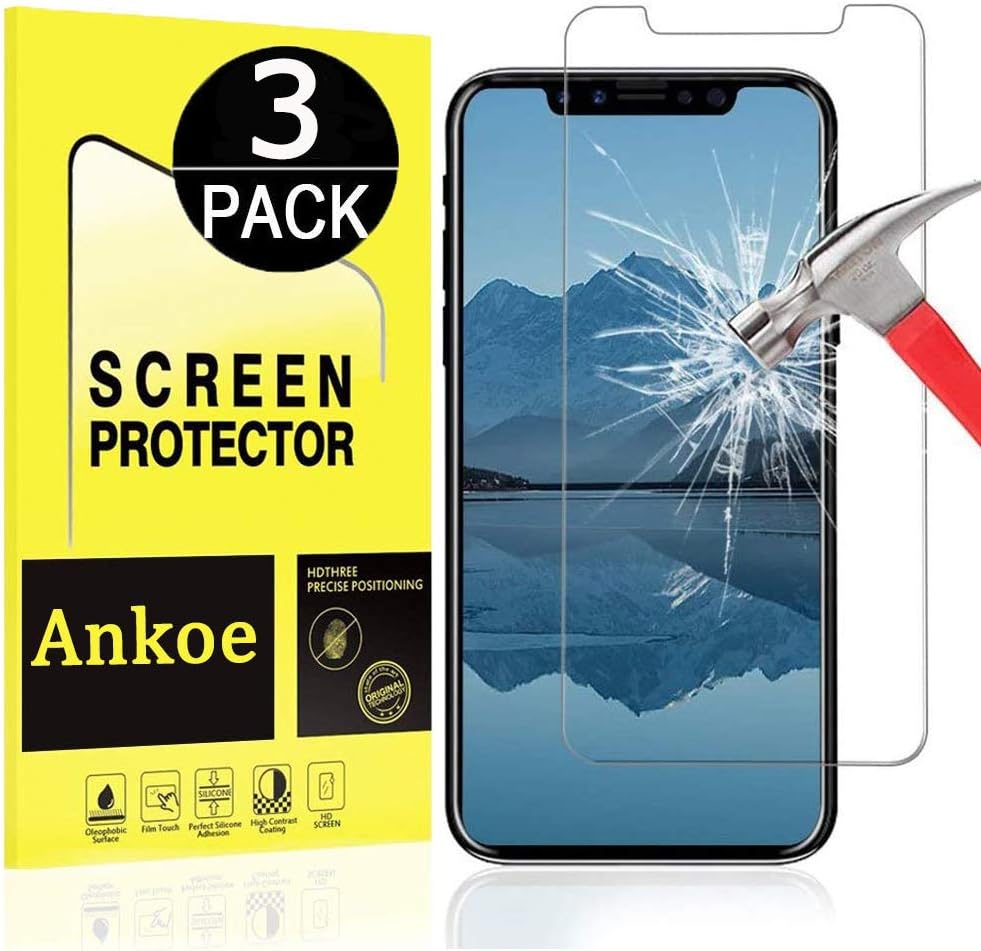 [3-Pack] Ankoe for iPhone XR / 11 Screen Protector, 2.5D Edge 0.33mm Clear film Anti-Scratch and anti-Fingerprint Ultra Slim HD Clear Premium Tempered Glass for iPhone 11 / XR 6.1 Inch