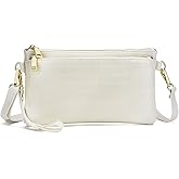ZOOEASS Triple Zip Small Crossbody Bag Lightweight Purses Vegan Leather Wristlet Clutch, Includes Adjustable Shoulder | Triple Zip, Small, Lightweight, Vegan Leather