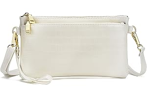 ZOOEASS Triple Zip Small Crossbody Bag Lightweight Purses Vegan Leather Wristlet Clutch, Includes Adjustable Shoulder