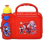 Zak Designs Spiderman Lunch Box with Water Bottle, 9 Inch, Red