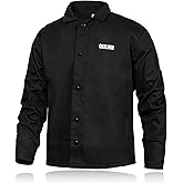 QeeLink Welding Jacket - Premium Flame Resistant (FR) Cotton Welding Clothes - Light Weight Welder Coat for Men & Women