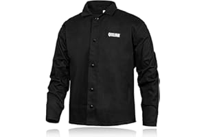 QeeLink Welding Jacket - Premium Flame Resistant (FR) Cotton Welding Clothes - Light Weight Welder Coat for Men & Women