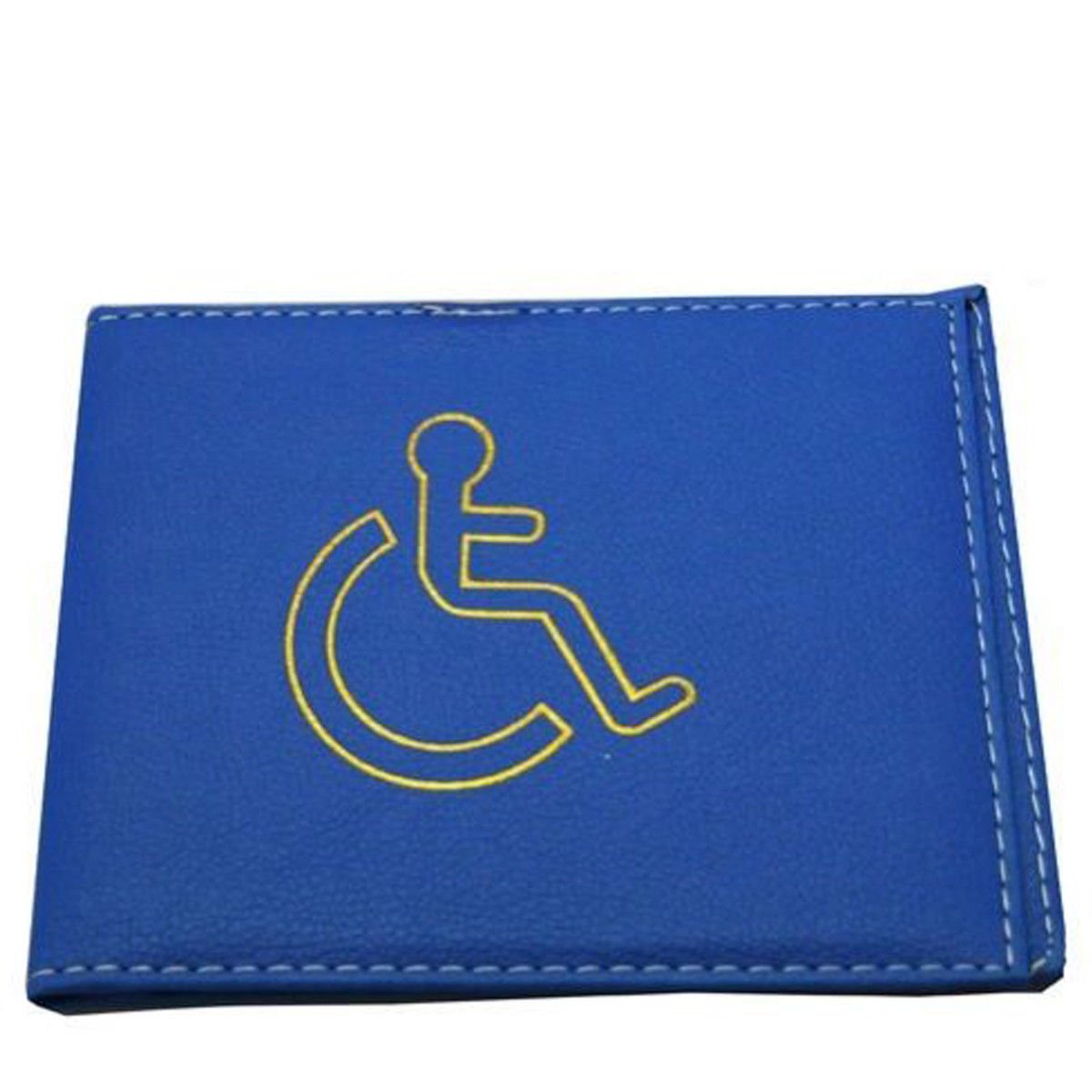 Disabled Badge Holder Cover Wallet Safe Protection Protector Disability Parking Permit Display Metal Corner PU Leather Hologram - Blue