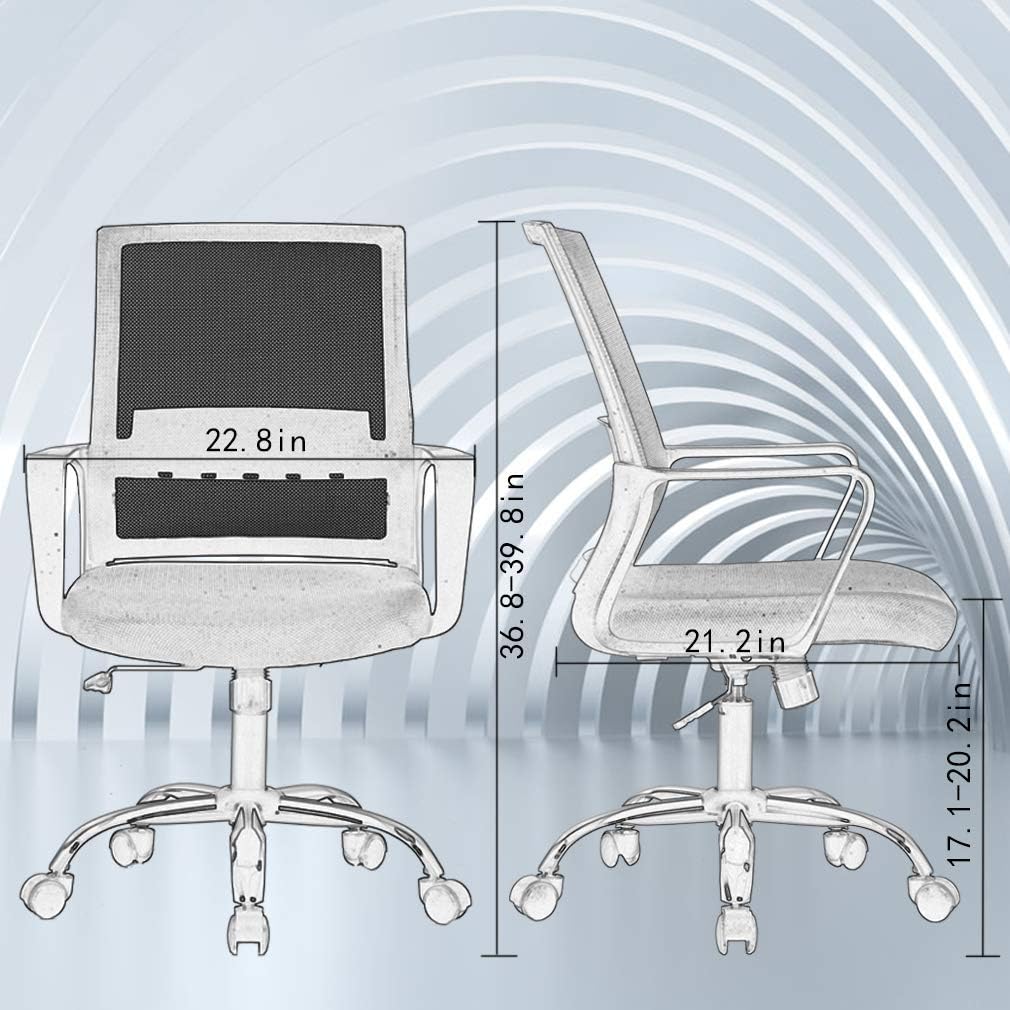 Home Office Chair Ergonomic Desk Chair Swivel Rolling Computer Chair Executive Lumbar Support Task Mesh Chair Adjustable Stool for Women Men (Black): Furniture & Decor