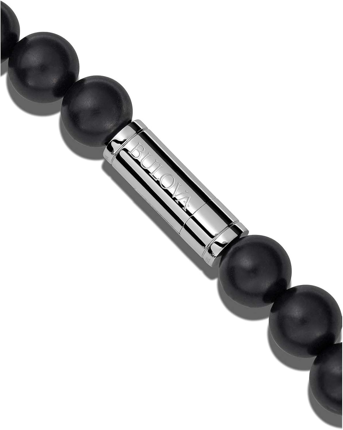 Bulova Mens Classic Beaded Bracelet, Silver, Medium, J96B022L: Jewelry