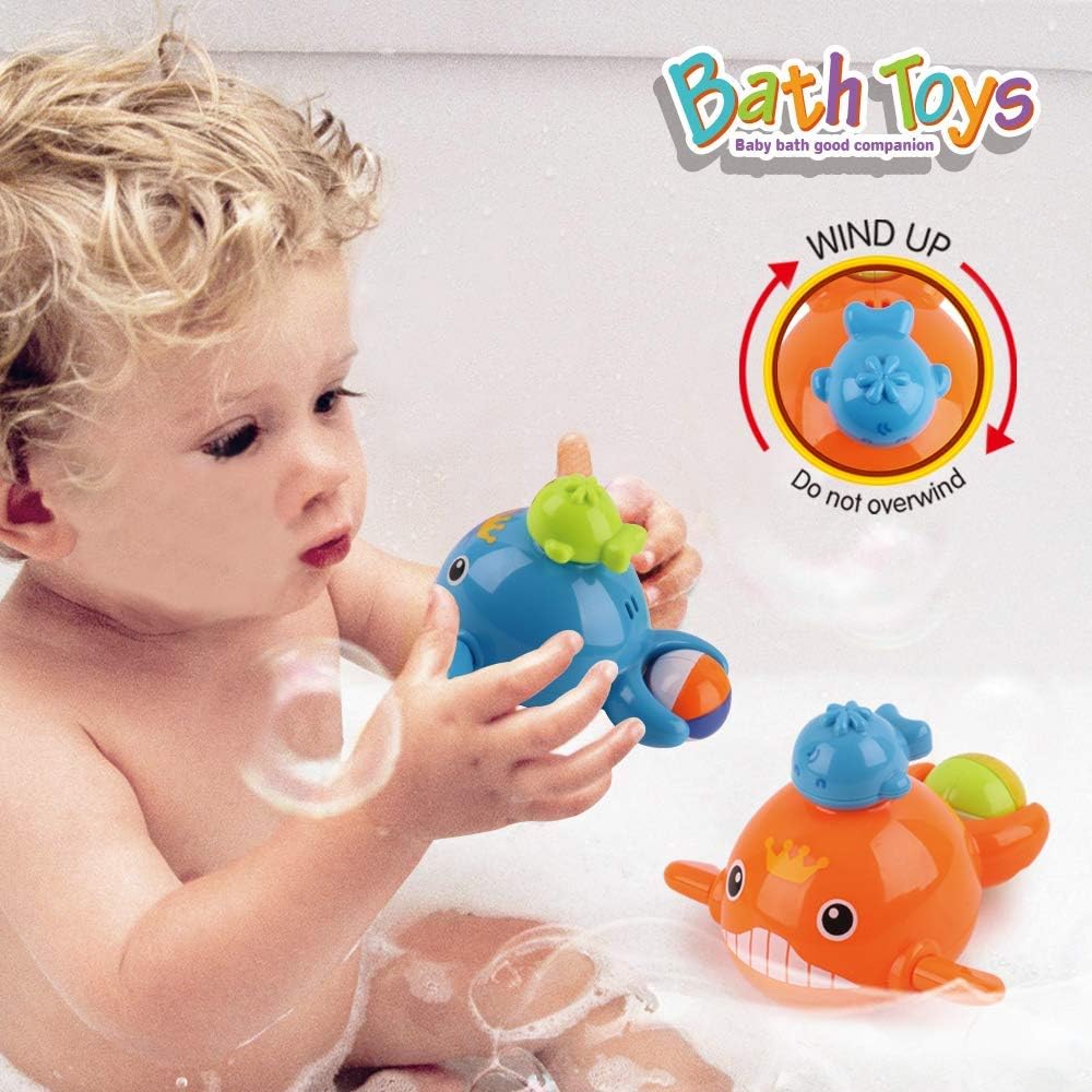 Dwi Dowellin Bath Toys Mold Free Fishing Games Swimming Whales BPA Free Water Table Pool Bath Time Bathtub Tub Toy for Toddlers Baby Kids Infant Girls Boys Age 1 2 3 4 5 6 Years Old Bathroom Fish Set: Toys & Games