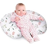 Little Grape Land Muslin Nursing Pillow, Soft 100% Cotton Breastfeeding Pillow with Breathable Cotton Removable Cover, Pink Bunny Breast Feeding Pillows for Babies 0-12 Months with Protective Zipper