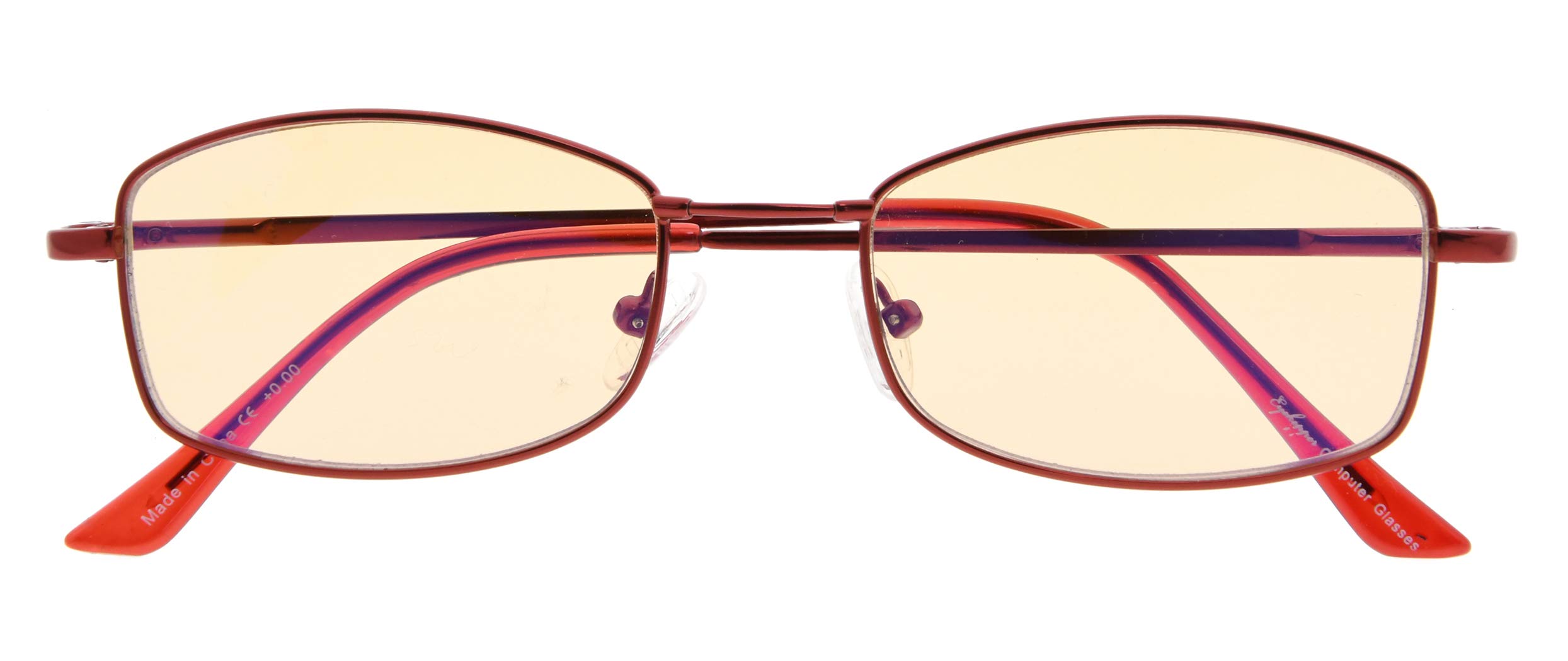 CessBlu UV Blue Light Filter Glasses Bendable Bridge Computer Eyeglasses Women Reading(Wine Red) without Strength