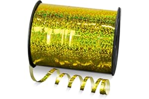 Quhora 500 Yards Glitter Curling Ribbon, 1/5" Shiny Metallic Gold Ribbon for Gift Wrapping, Birthday Party, Christmas Festival and Art Craft Florist Flowers Decoration