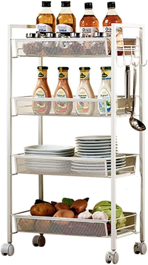 WGZ- Fruit and Vegetable Rack Kitchen Shelf Multi-storey Bedroom With Pulley Vegetable Storage Rack Mini Trolley Bathroom Storage Shelf Beautiful (Size : H84cm)