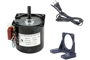 CHANCS 60KTYZ 110V 20-24RPM Reduction Motor Reversible with Bracket Fixed Seat and Power Cord Switch Plug Extension