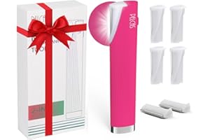 PELCAS Electric Dermaplaning Tool for Face with LED Light, Mini Dermaplaning Razor Kit for Women with 6 Replace Blades 3 Speeds Facial Peach Fuzz Exfoliation & Hair Removal At Home BV18-712 Rose Pink