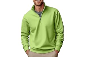 Kaniem Quarter Zip Pullover Men Autumn Winter Solid Color 1/4 Zip Sweatshirt Loose Mock Neck Long Sleeve