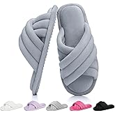 GOEWY Flip Flops House Slippers for Women Indoor House Shoes with Soft Terry Cloth Ladies Thong Slippers with Non-Slip Sole and Memory Foam