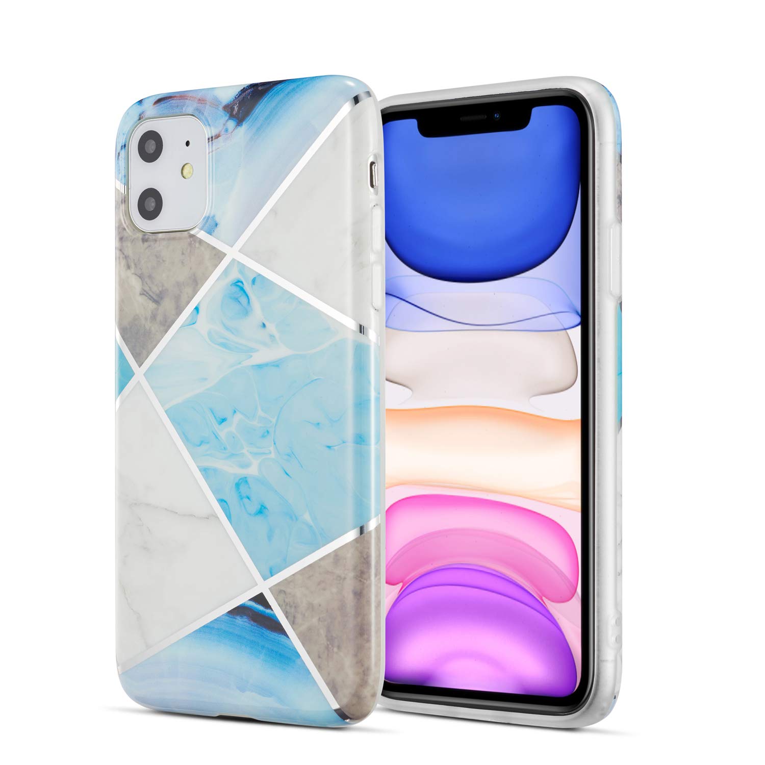 DEFBSC for iPhone 11 Pro Max Marble Case, Simple Marble Pattern Slim Soft TPU Shockproof Anti-Scratch Back Cover Case for 6.5 inch iPhone 11 Pro Max, Blue