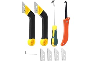 TIAMORK 9 Pcs Grout Float Sets 4 Pieces Extra Blades Replacement and Wrench Assortment Kit, Angled Tile Grout Saw, 1 hook kni