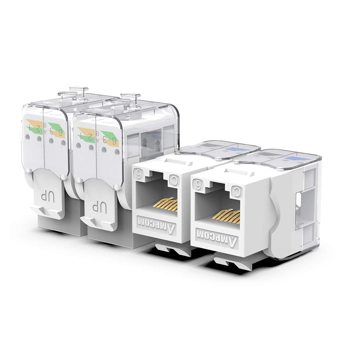 AMPCOM CAT6 Keystone Jack Tool-Less RJ45 UTP, No