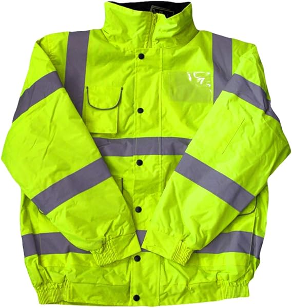 Yellow Hi Vis Bomber Jacket Reflective, Waterproof, Conforms to EN20471